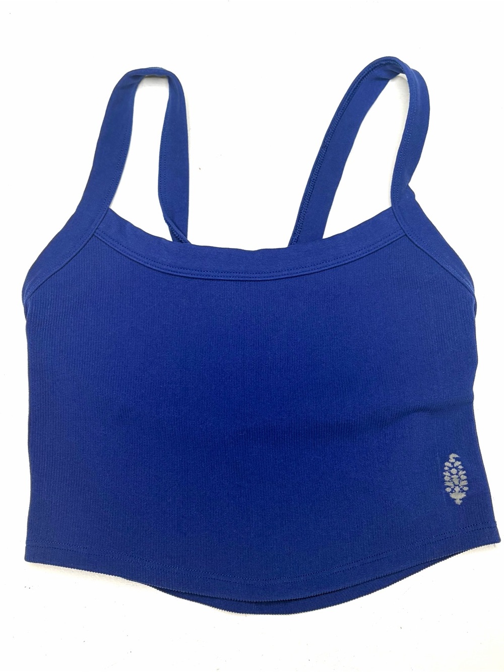 Free People Blue Square-Neck Good Karma Crop Top Bra Sz M/L